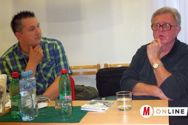 Sándor Zoltán beszélget Sinkovits Péterrel (Fodor István felvétele)