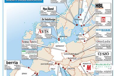 Ez a térkép még nem teljes: hiányzik róla a Nyugati Jelen és a Magyar Szó (Fotó: midas-press.org)