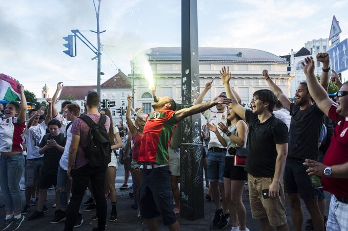 Szurkolók ünnepe Budapesten (Fotó: Kallos Bea/MTI)