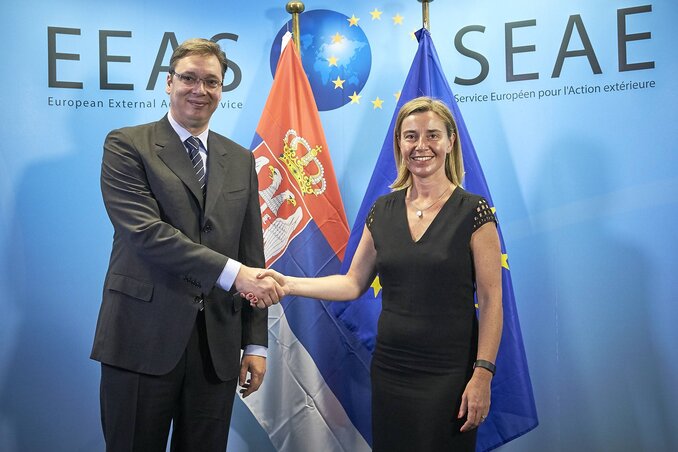 Aleksandar Vučić és Federica Mogherini (Fotó: Beta)