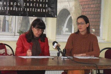 Ljubica Ristovski és Brestyánszki Boros Rozália a sajtótájékoztatón