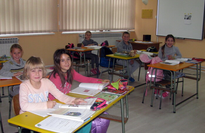 A lukácsfalvi magyar diákok (Fotó: Kecskés István)