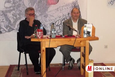 Sinkovits Péter és Balogh István a születésnapi könyvbemutatón