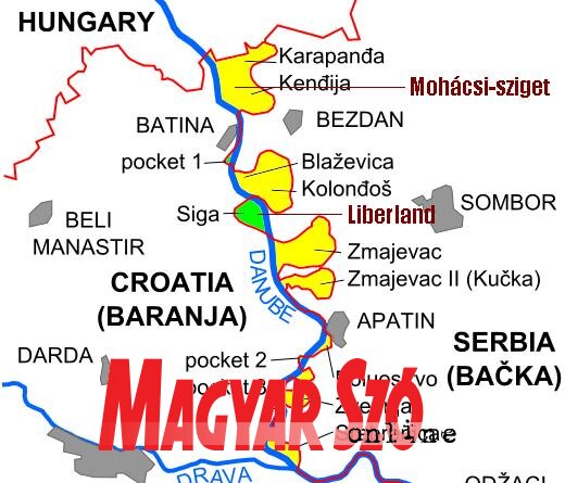 A térképen bejegyzett zsebek a szomszédos ország birtokát jelzik A térképen bejegyzett zsebek a szomszédos ország birtokát jelzik