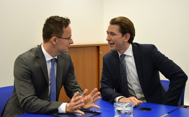 Szijjártó Péter és Sebastian Kurz (Fotó: MTI)