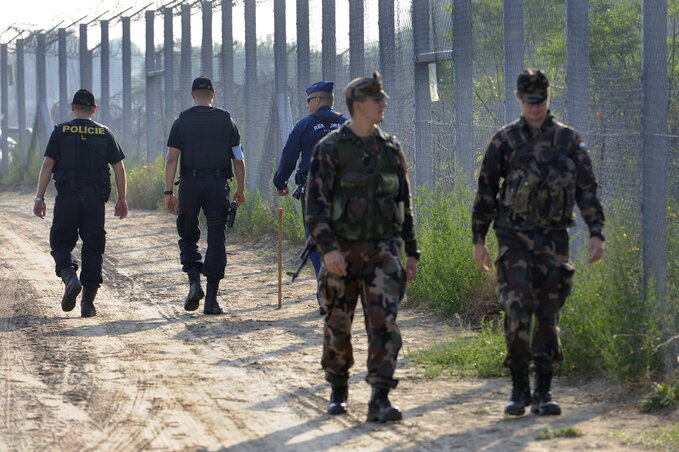 Rendőrök és katonák járőröznek a magyar–szerb határon (Fotó: MTI)
