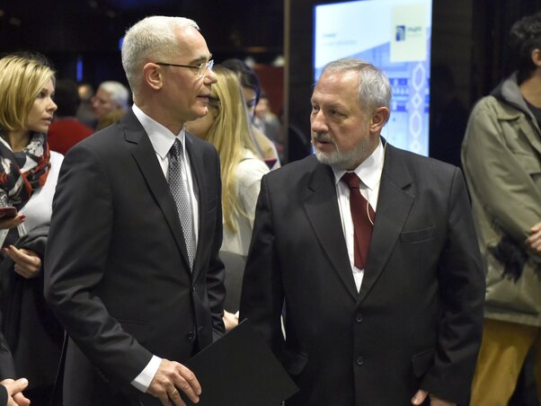 Balog Zoltán, az emberi erőforrások minisztere és Hafenscher Károly, a Reformáció Emlékbizottság miniszteri biztosa az emlékév megnyitóünnepségén