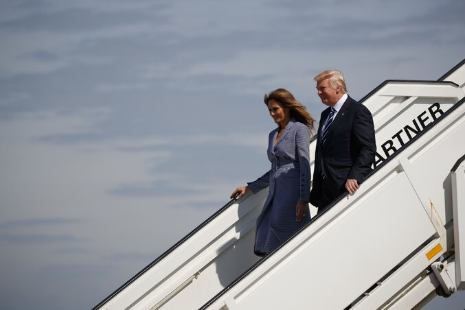 Donald Trump és Melania Trump Brüsszelbe érkezik (Fotó: Beta/AP)