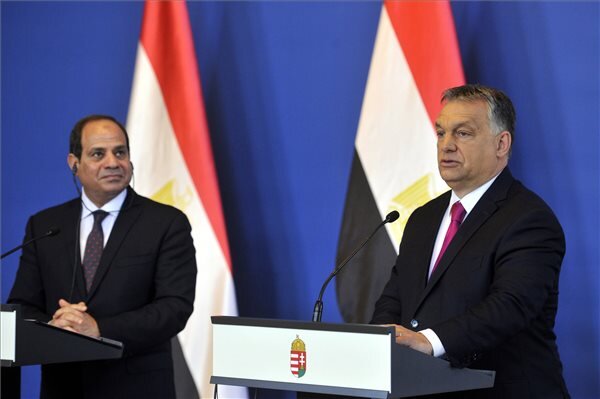 Abdel-Fattáh esz-Szíszi egyiptomi elnök és Orbán Viktor (Fotó: MTI)
