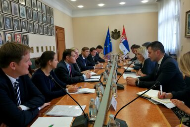 A Fabrice Leggeri vezette Frontex-küldöttség Joksimović kabinetjében tárgyalt (Fotó: Beta)