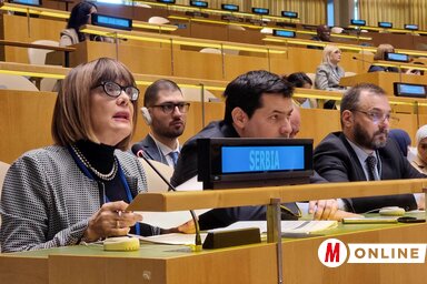 Maja Gojković a New York-i tanácskozáson (Fotó: Szerbiai kormány)