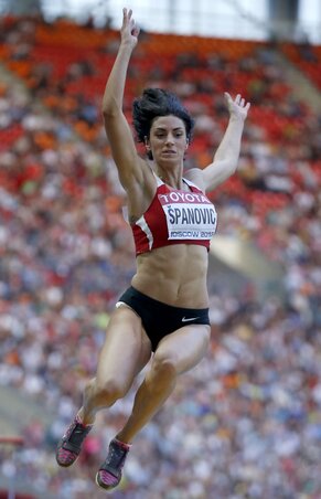 Ivana Španović a bronzérme felé repül (Beta/AP) Ivana Španović a bronzérme felé repül (Beta/AP)