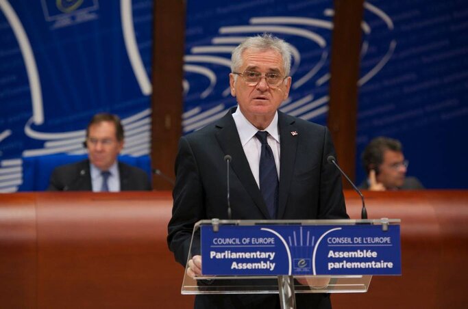 Tomislav Nikolić szerb elnök az Európa Tanács parlamenti közgyűlésének ülésén (Fotó: Beta/Európa Tanács/Michel Christen)