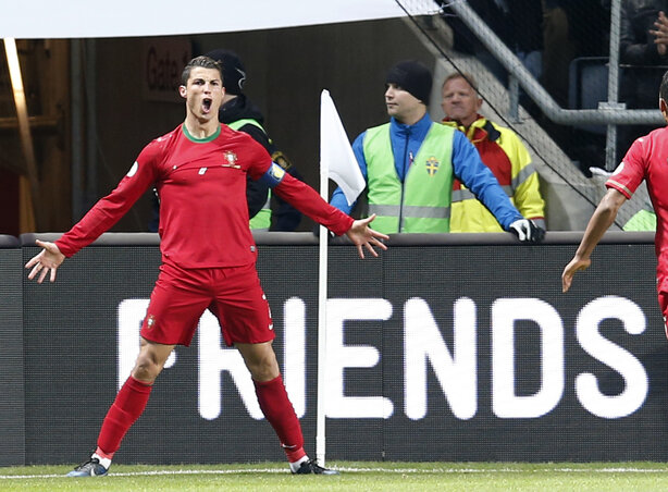 A Svédország–Portugália párharc során az utóbbi együttes valamennyi gólját Cristiano Ronaldo lőtte (Fotó: Beta)