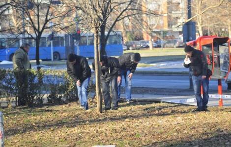 A nyomozás folyamatban van: keresik a töltényhüvelyt a lövöldözés helyszínén (Fotó: Ótos András)