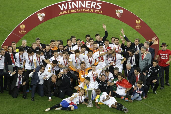 Az ünneplő Sevilla (Fotó: Beta/AP)