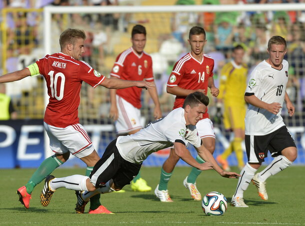 Jelenet a magyar-osztrák mérkőzésről (Fotó: MTI)