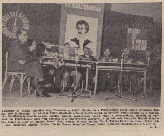 Kép a Petőfi-iskolák első találkozójáról a Magyar Szó 1973. június 13-ai számából