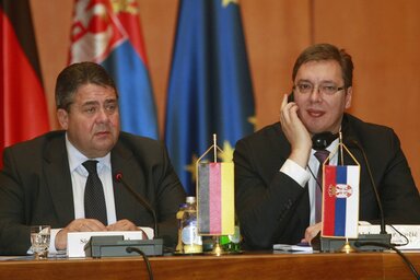 Sigmar Gabriel és Aleksandar Vučić (Fotó: Beta)