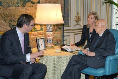 Aleksandar Vučić Giorgio Napolitanóval is tárgyalt (Fotó: Beta/AP)