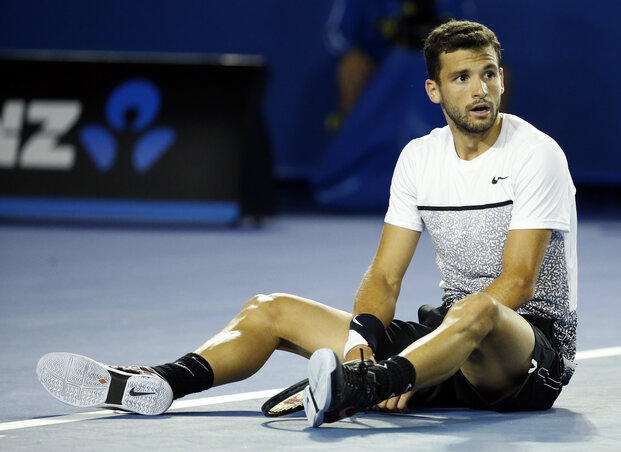 Grigor Dimitrov: erre mondják, hogy padlón volt… (Fotó: Beta/AP)