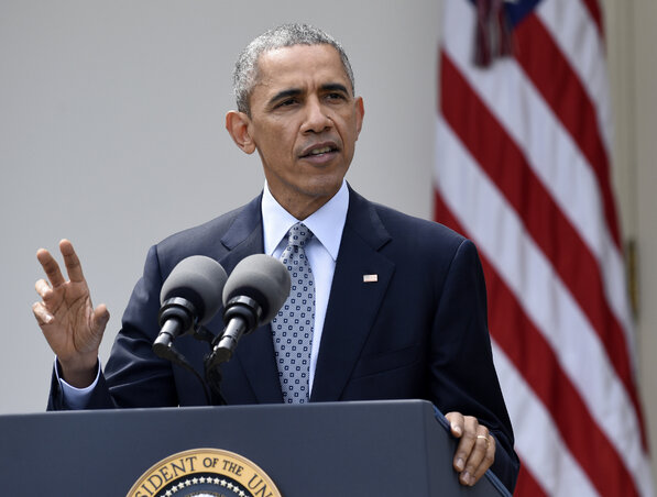 Barack Obama a Fehér Ház rózsakertjében mondott beszédében történelminek nevezte az iráni atomalkut (Fotó: Beta/AP)