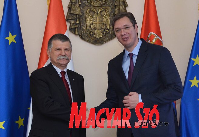 Kövér László Aleksandar Vučić kormányfővel is tárgyalt a két ország közös terveiről és együttműködési lehetőségeiről (Fotók: Ótos András) Kövér László Aleksandar Vučić kormányfővel is tárgyalt a két ország közös terveiről és együttműködési lehetőségeiről (Fotók: Ótos András)