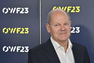 Olaf Scholz a keletnémet Gazdasági Fórumon (Fotó: Beta/AP)