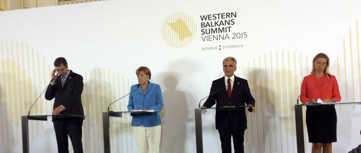 Aleksandar Vučić, Angela Merkel, Werner Faymann és Federica Mogherini (Fotó: Beta/HINA)