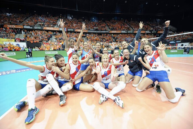 A bronzérmes szerb csapat (Fotó: Beta/AP)