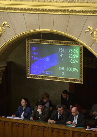 A kvótákkal kapcsolatos szavazás eredménye (Fotó: MTI)