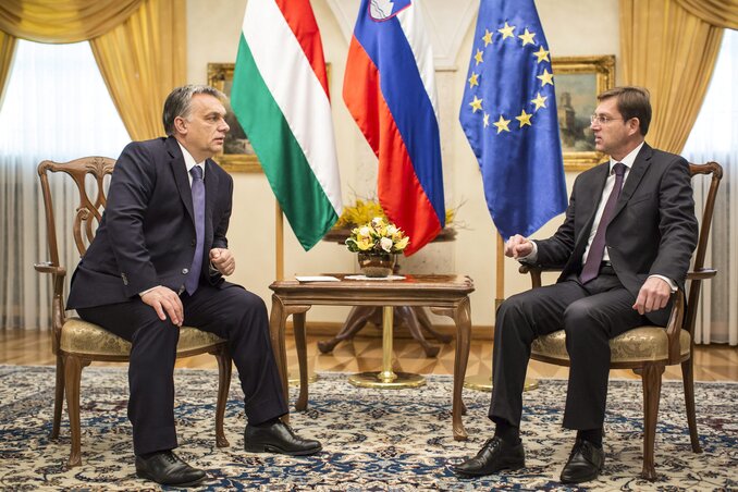 Orbán Viktor és Miro Cerar tárgyalnak (Fotó: MTI)