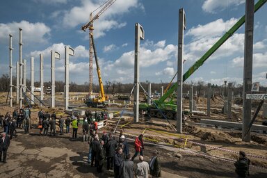 Az épülő új Nagyerdei Stadion Debrecenben (MTI Fotó: Czeglédi Zsolt)