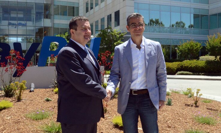 Ivica Dačić a PayPal elnökével, David Marcusszal (Fotó: Beta/Belügyminisztérium)