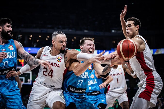 Dillon Brooksék kőkeményen védekeztek Luka Dončićon, aki ehhez képest kevés fújást kapott (Fotó: FIBA)