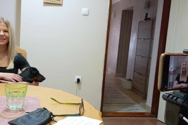 Kapor Noémi az állategészségügyi technikusok szakmájáról osztja meg tapasztalatait a projektben (Fotó: Obrazovni implus)