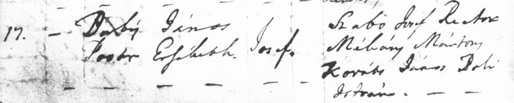 Borbás József születési idejének bejegyzése a daróci református egyház anyakönyvében (Državni Arhiv Osijek, matične knjige, Vardarac (Daróc) 868 RVM 1762–1867.), 96. p. Borbás József születési idejének bejegyzése a daróci református egyház anyakönyvében (Državni Arhiv Osijek, matične knjige, Vardarac (Daróc) 868 RVM 1762–1867.), 96. p.