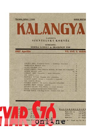 A Kalangya 1937. áprilisi számának címlapja (Patyi Szilárd felvétele)