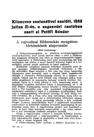 A Híd 1939. július-augusztusi számában ezzel az egy mondattal emlékeztek Petőfi halálának évfordulójáról