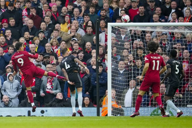 Firmino fejese döntő fontosságú lehet a Premier League végkimenetele szempontjából (Fotó: Beta/AP)