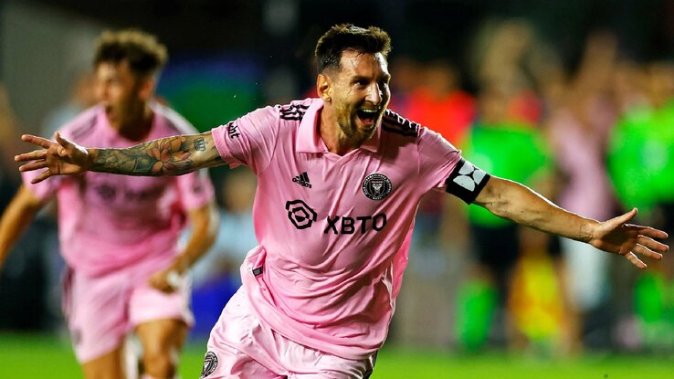 Lionel Messi megszokott gólöröme – Miamiban is! (Fotó: Goal.com) Lionel Messi megszokott gólöröme – Miamiban is! (Fotó: Goal.com)