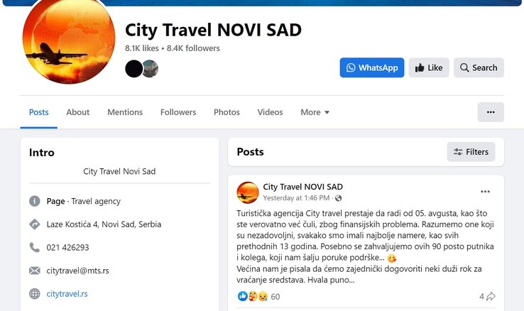 Imígyen „jelentett csődöt” utasainak a City Travel (Fotó: Facebook screenshot)