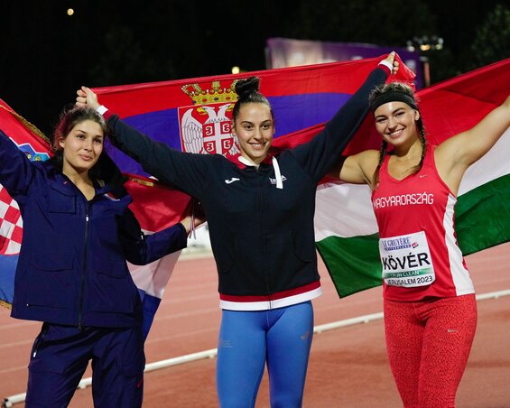 A gerelyhajítás mezőnyében három szomszédos ország, Szerbia, Horvátország és Magyarország végzett dobogós helyen (Fotó: Europian Athletics)