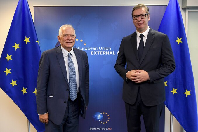 Josep Borrell Aleksandar Vučićtyal… (Fotó: Beta/AP)