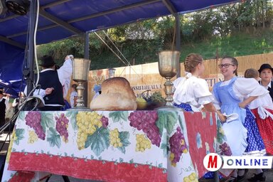 A szüreti mulatság kezdetén ökumenikus istentisztelet keretében mondtak áldást az idei termésre (Kazinczy Paszterkó Diana felvétele)