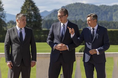 Zoran Milanović, Aleksandar Vučić és Borut Pahor (Fotó: Beta)