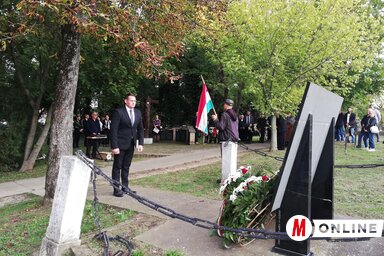 Fremond Árpád a Hősök sírjánál