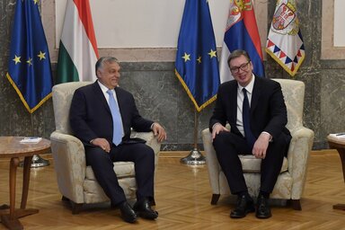 Orbán Viktor és Aleksandar Vučić egy belgrádi találkozó alkalmával