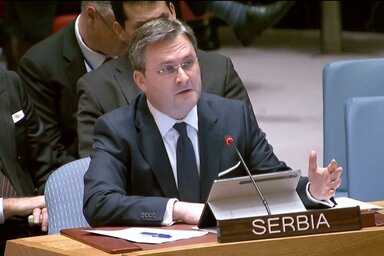 Njujork, 18. oktobra 2022 - Ministar spoljnih poslova Srbije Nikola Selakovic veceras je na sednici Saveta bezbednosti UN rekao da Pristina neodgovornim ponasanjem svesno sabotira napore ne samo Beograda, vec i EU i drugih strana u medjunarodnoj zajednici