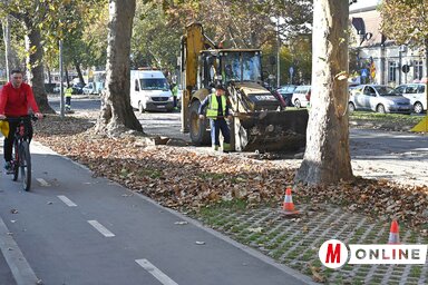 A Futaki úton most a tartományi kórház előtti szakaszon folynak a munkálatok, az eddigieknél is komolyabb dugók alakulnak ki (Fotó: Ótos András felvétele)